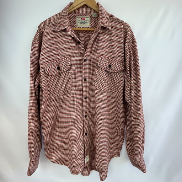Authentic Vintage Levi’s men’s red plaid button-up cotton shirt Size large - Picture 2 of 9